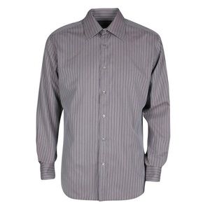 Tommy Hilfiger Grey Stripped Mens Button Up Shirt